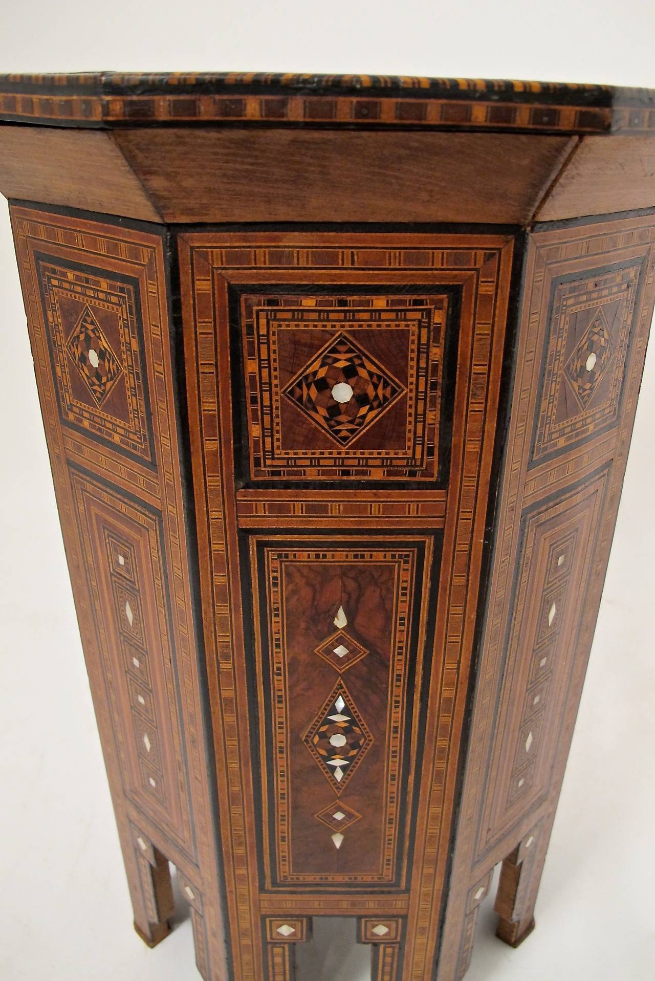 Wood Syrian Inlaid Tabouret Side Table