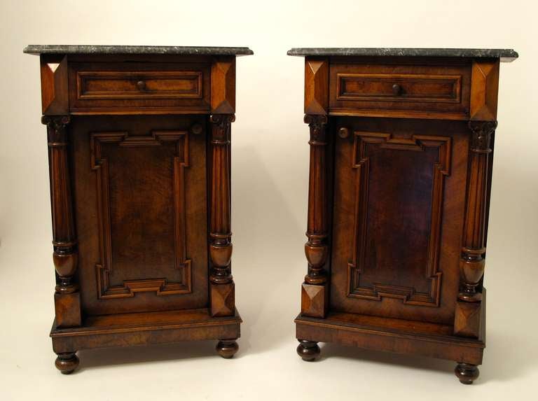 Austrian Pair of European Renaissance Revival Bedside Cabinets or Commodes
