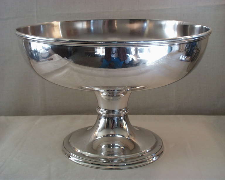 Magnificent Sheffield Center Bowl/Punch Bowl on collared stem sitting on a flared flat base.  Marked on the underside 