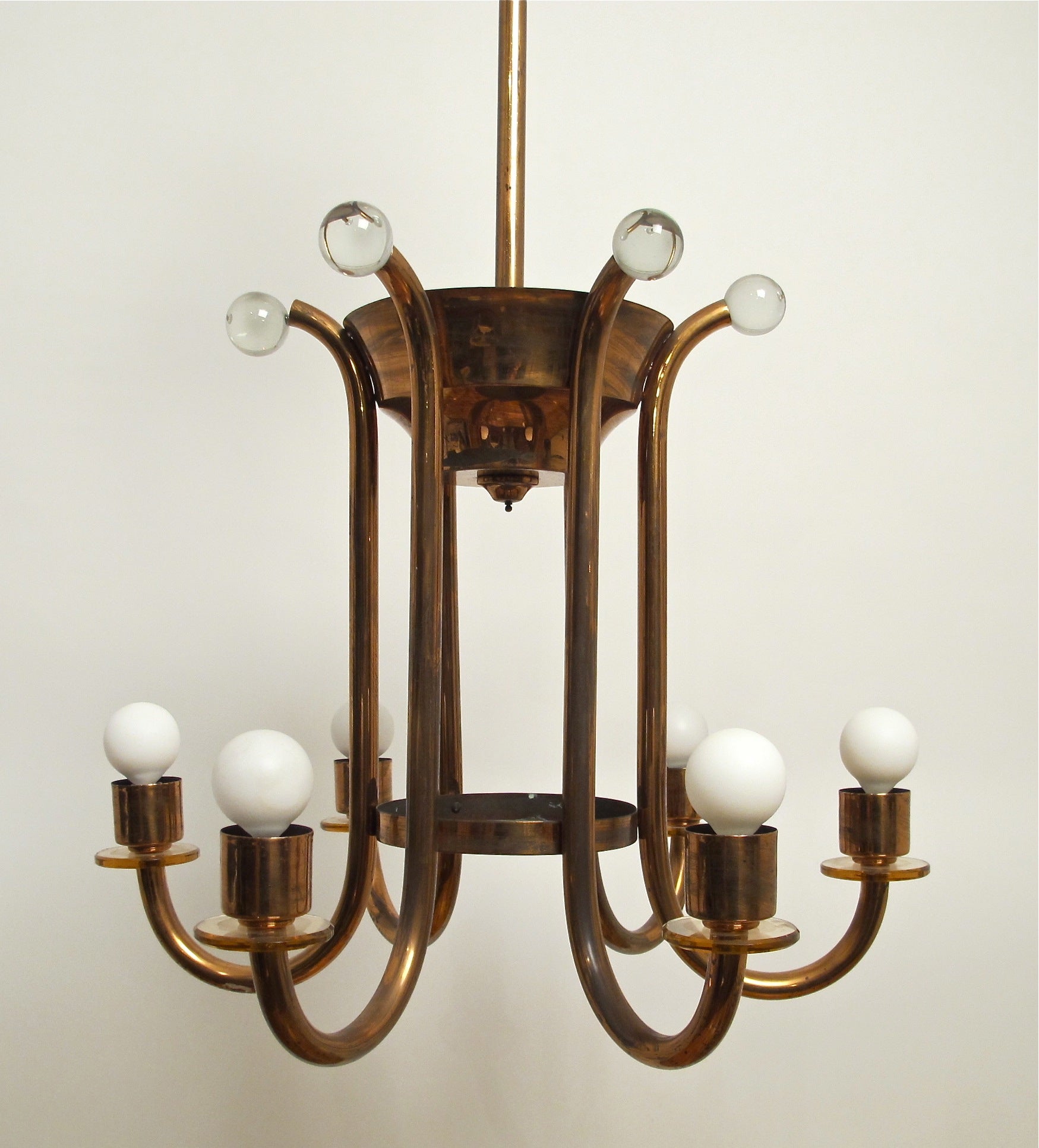 European Copper and Glass Light Fixture