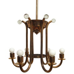 European Copper and Glass Light Fixture