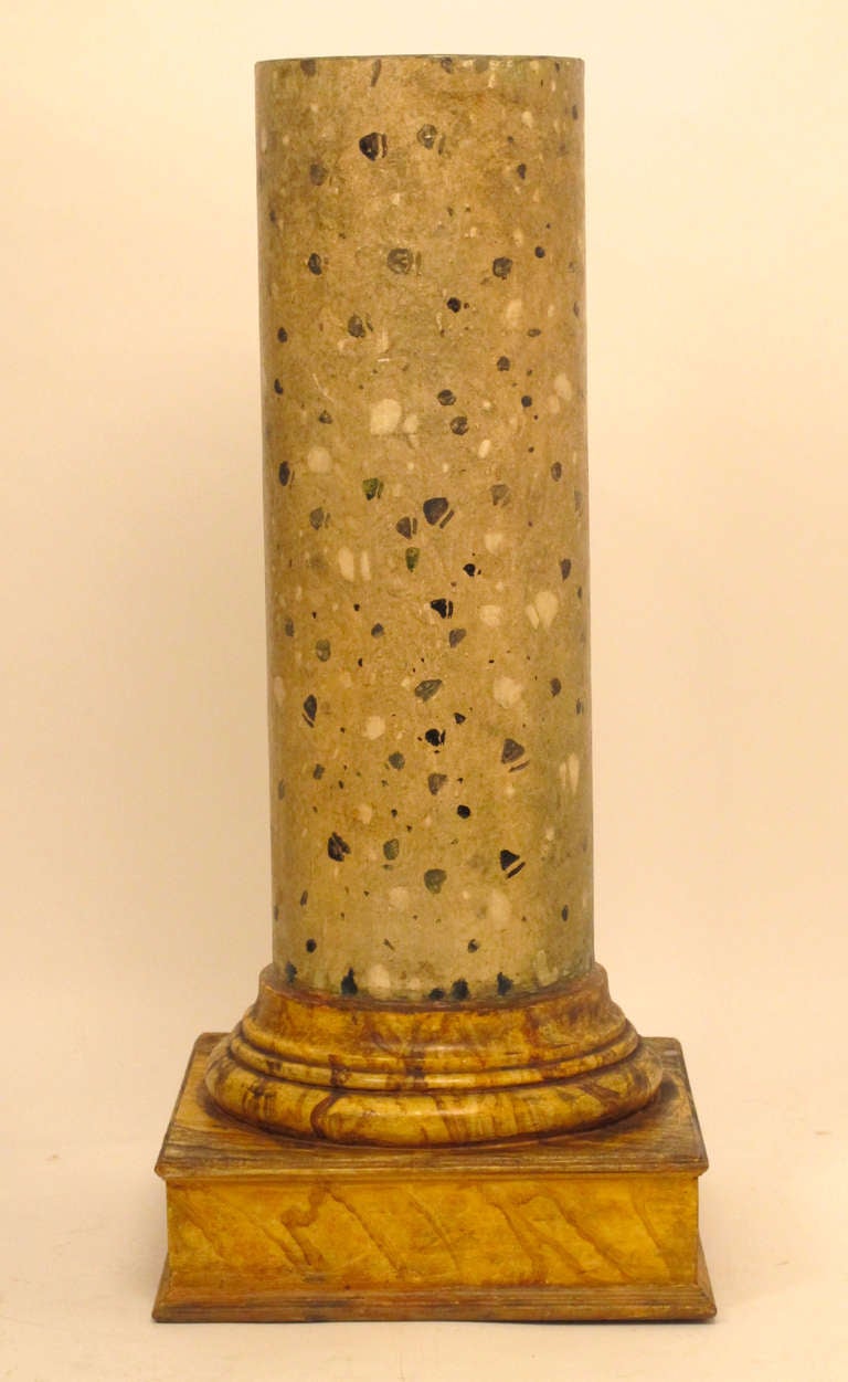 19th Century Italian Faux Stone and Wood Pedestal