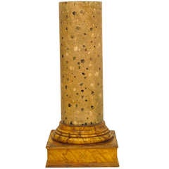 19th Century Italian Faux Stone and Wood Pedestal