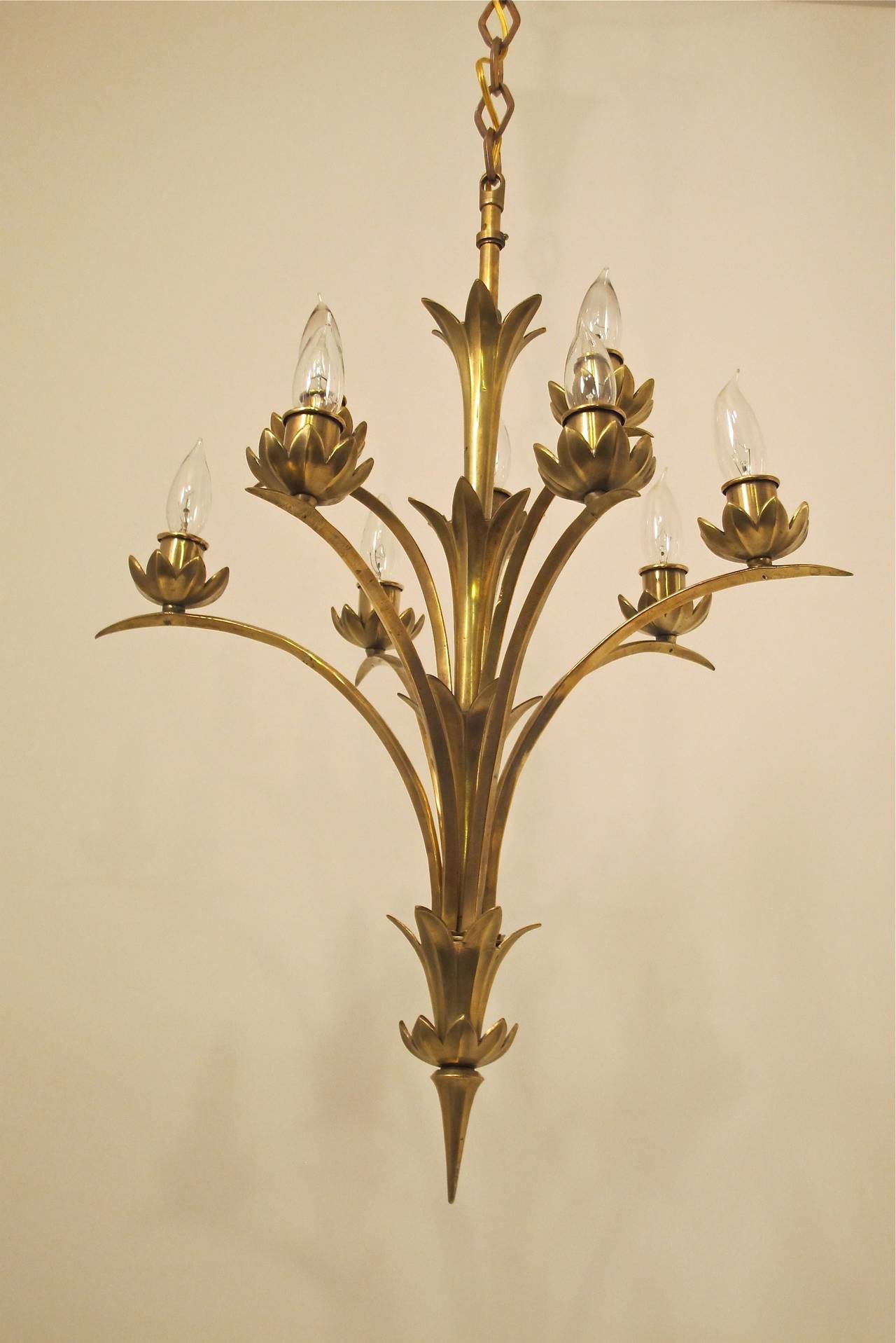 European Art Moderne Brass Light Fixture