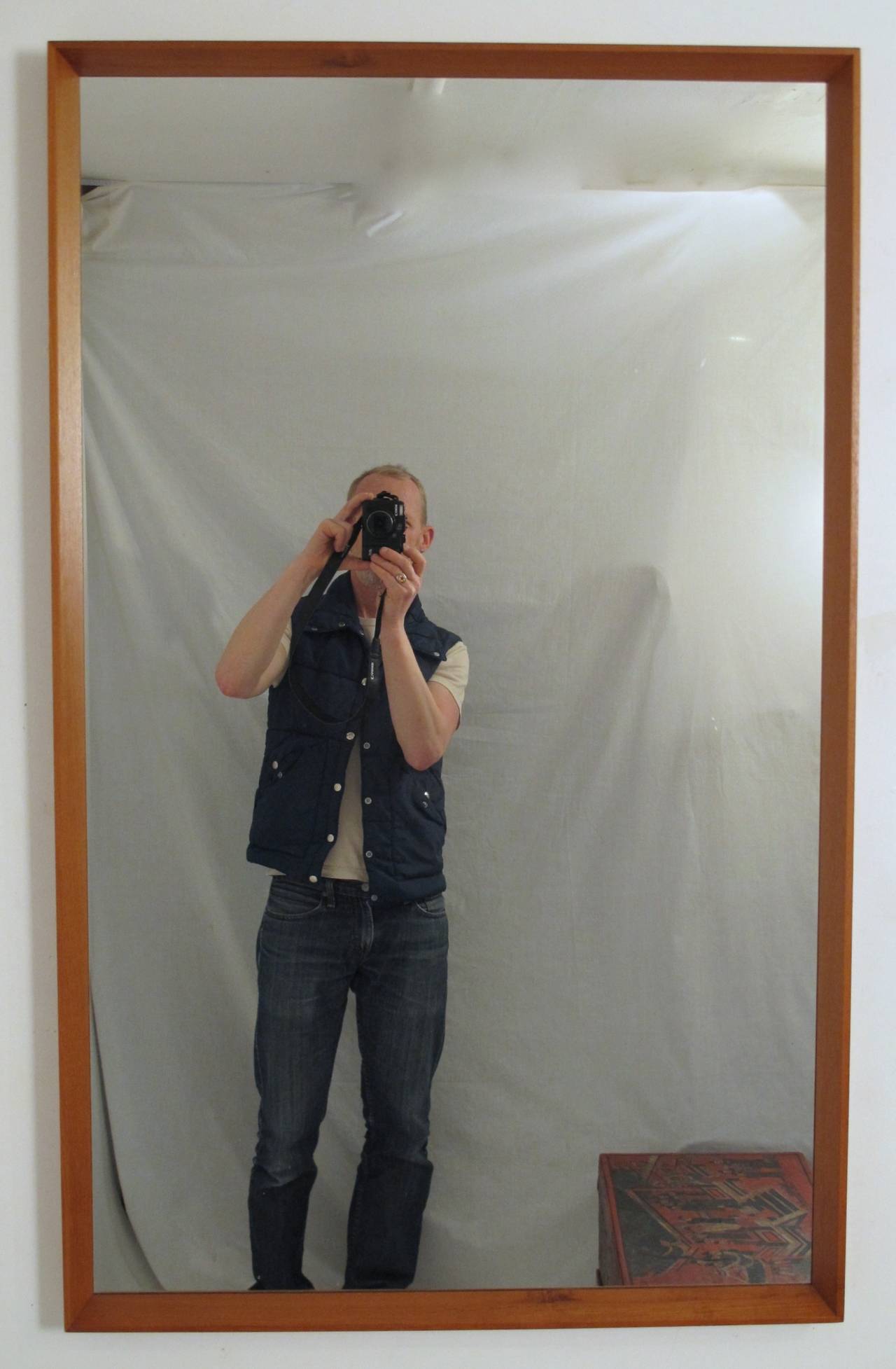 Mid Century Pedersen & Hansen Danish Teak Framed Mirror In Excellent Condition In San Francisco, CA