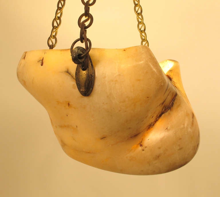 Bronze Organic Modern Amber Alabaster Pendant Light Fixture, 20th Century