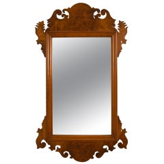 Chippendale Style Burled Walnut Mirror