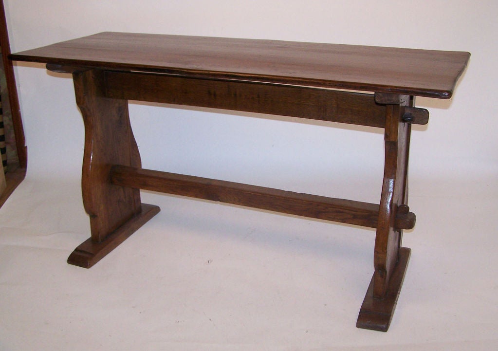 Oak Trestle Table with Double Stretcher Dutch 18th. Century. 6