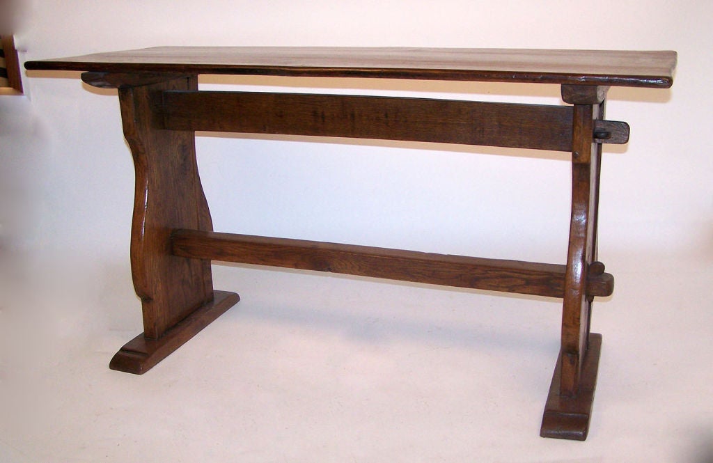 Oak Trestle Table with Double Stretcher Dutch 18th. Century. 7