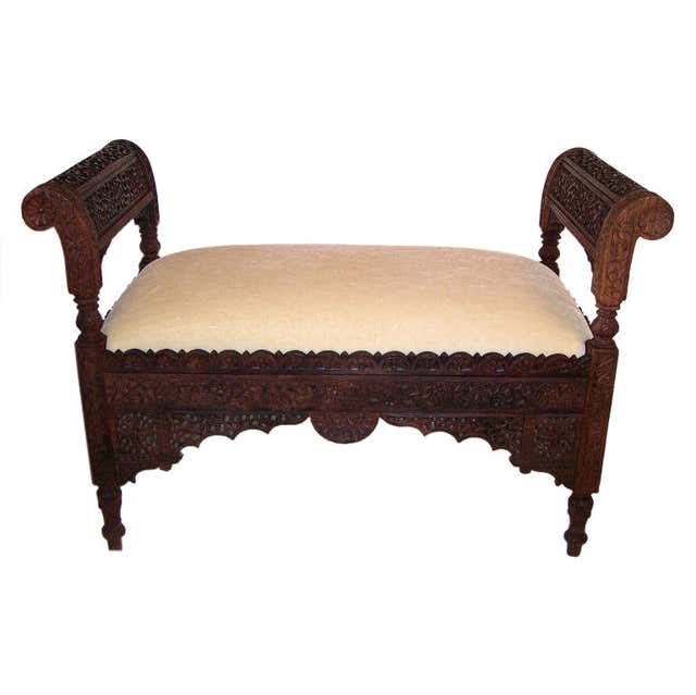 Indian Bench Indian Wood Bench - 46 For Sale on 1stDibs | antique indian bench ...