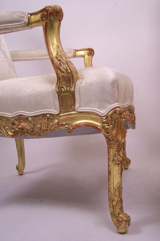 Carved Pair of Regence Style Armchairs, French, Late 19th Century