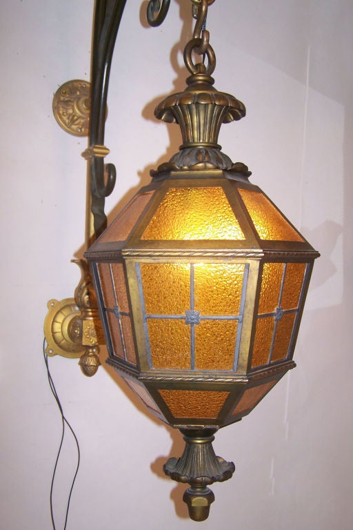 Large French Louis XVI Style Iron and Bronze Wall Lanterns, French, circa 1860 In Good Condition In San Francisco, CA