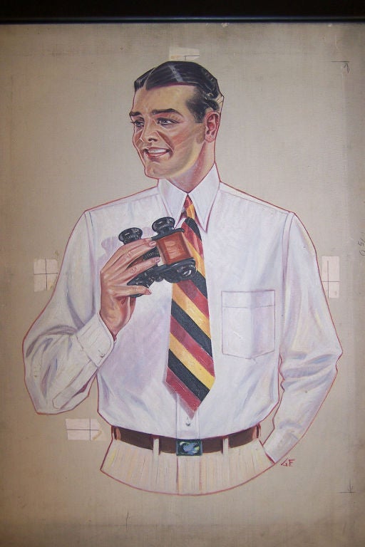 Oil on canvas advertising illustration for a man's tailored shirt.