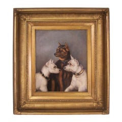 Antique 19thC American Folk Art Dog Painting