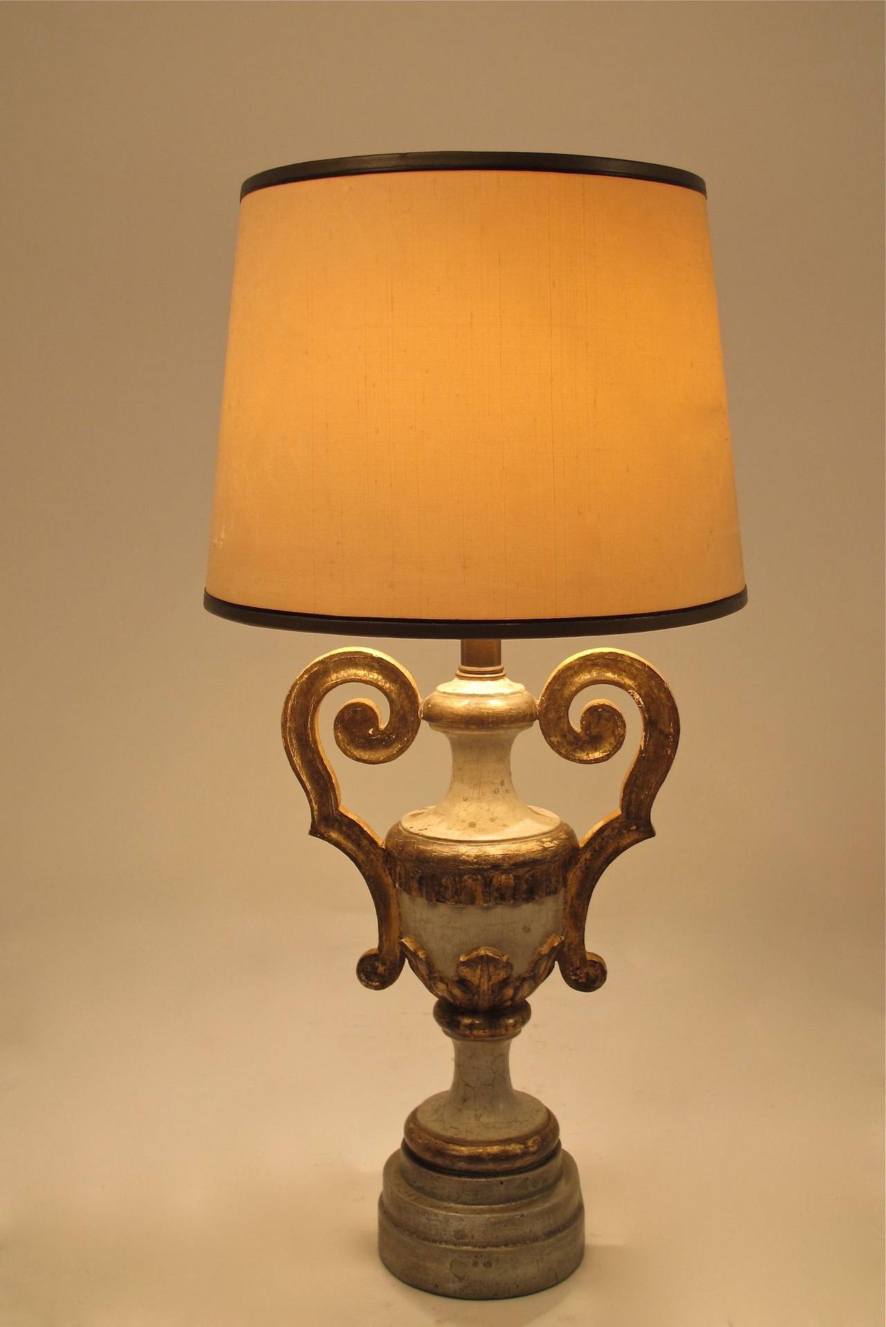 Wood Pair of 18th Century Italian Urn Lamps