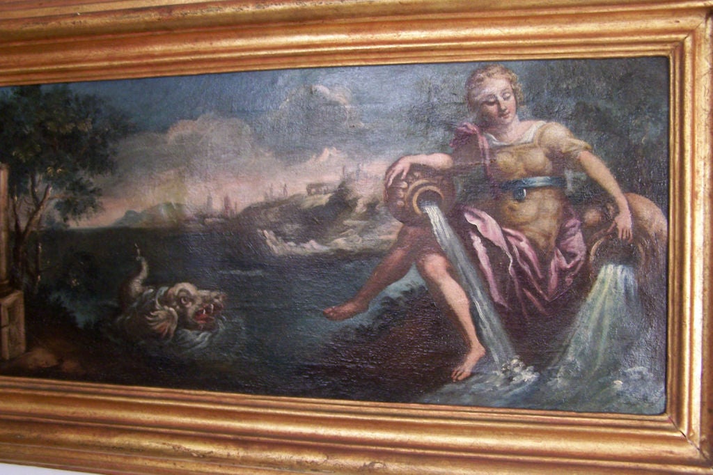 Canvas 18th Century Italian Painting in Giltwood Frame