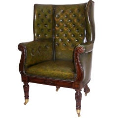 Antique Charles IV Barrel Back Wing Chair