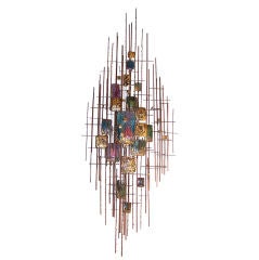 Jere Style Brass and Enamel Abstract Sculpture