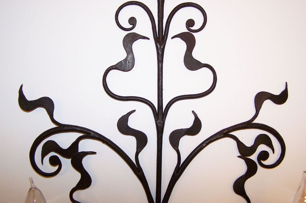 20th Century A Pair of Wrought Iron Sconces