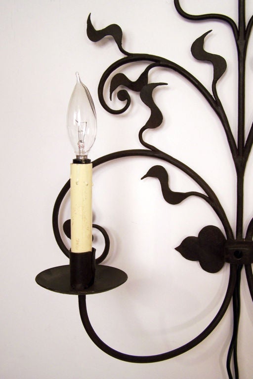 A Pair of Wrought Iron Sconces 1