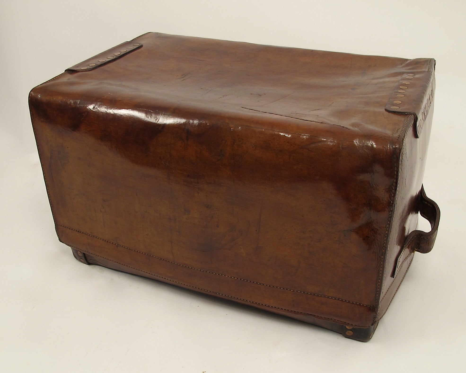 Large English Leather Touring Trunk 19th Century