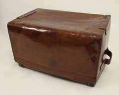 Large English Leather Touring Trunk 19th Century