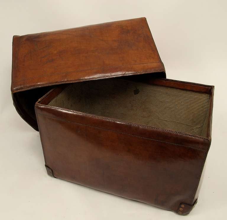 Large English Leather Touring Trunk 19th Century 3