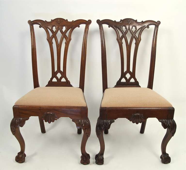 Early to mid 19th century mahogany side chairs. Very fine quality (bench-made) chairs.