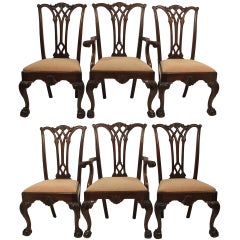 Antique Set of Six Chippendale Dining/Side Chairs