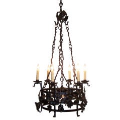 Antique Continental Wrought Iron Light Fixture