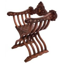 18th Century Italian Inlaid Savonarola Chair 8