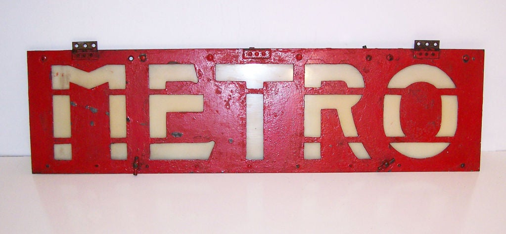 Antique French Metro Sign