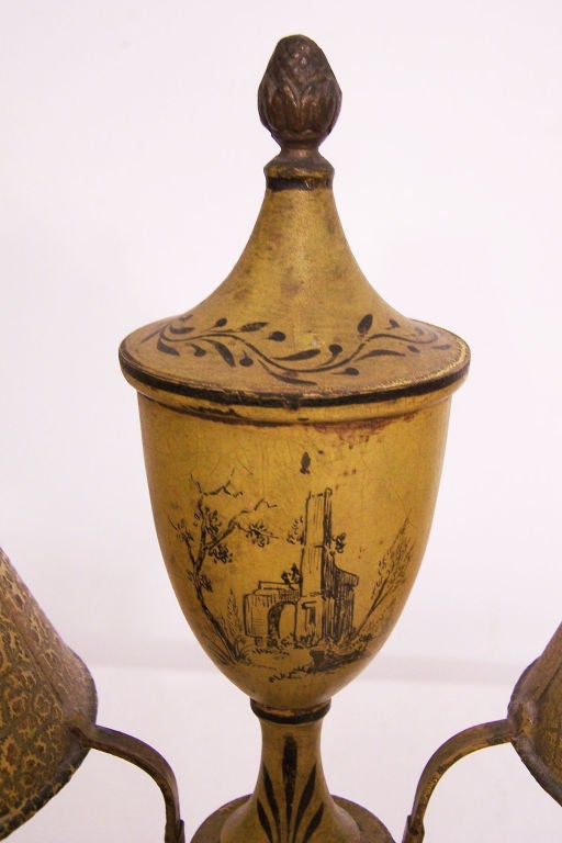 Hand-Painted 19th Century French Tole Student Lamp
