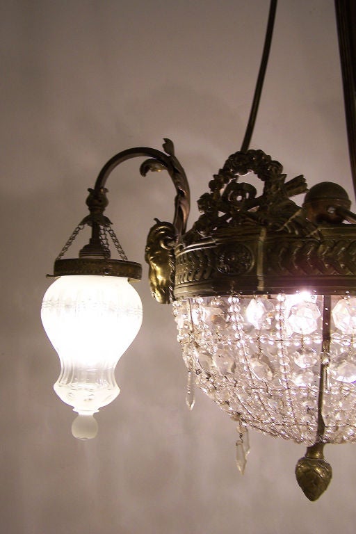 Brass, Cut Glass and Crystal Chandelier, French 19th Century In Good Condition For Sale In San Francisco, CA