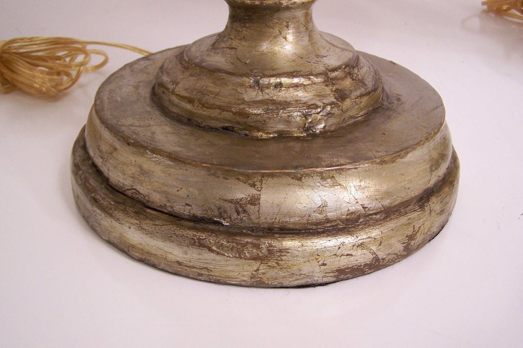 18th Century Silver Gilt Wood Urn Lamps In Excellent Condition For Sale In San Francisco, CA