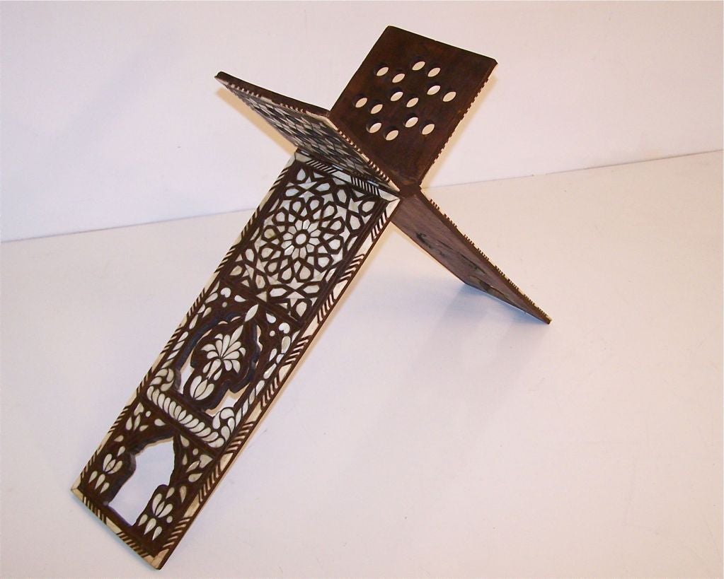 Antique Koran stand with inlaid bone and mother of pearl.