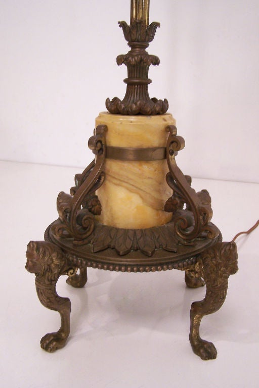 20th Century Bronze and Marble Floor Lamp