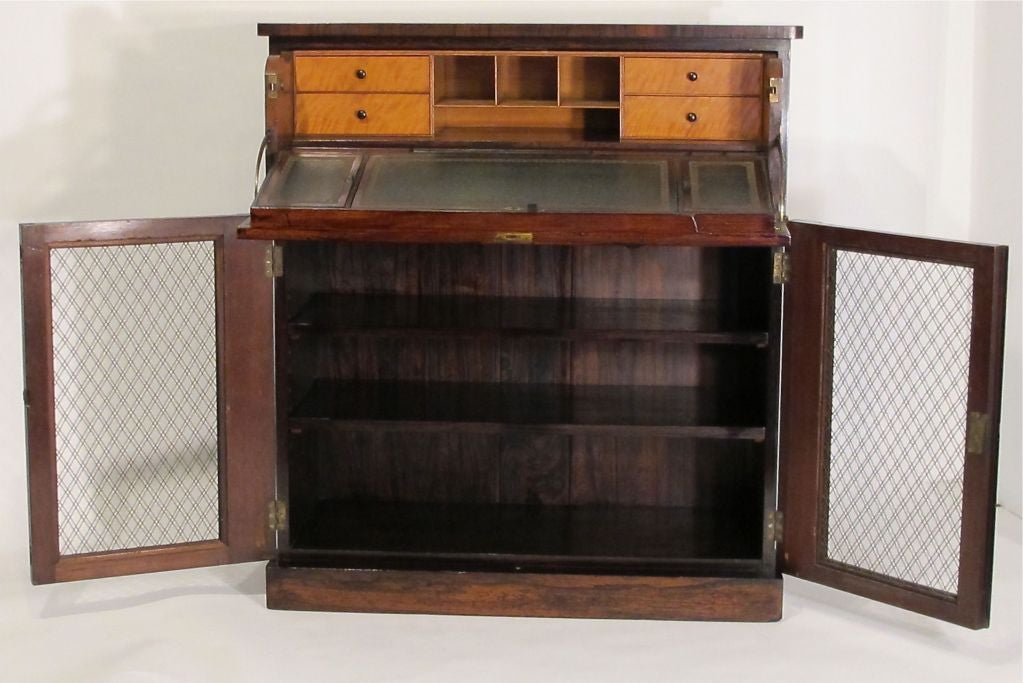 Rosewood 19thC English Regency Butlers Desk/Bookcase