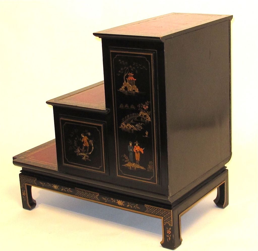 Chinoiserie Painted End Table/Library Steps 4