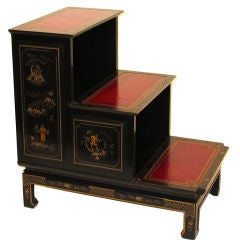Vintage Chinoiserie Painted End Table/Library Steps