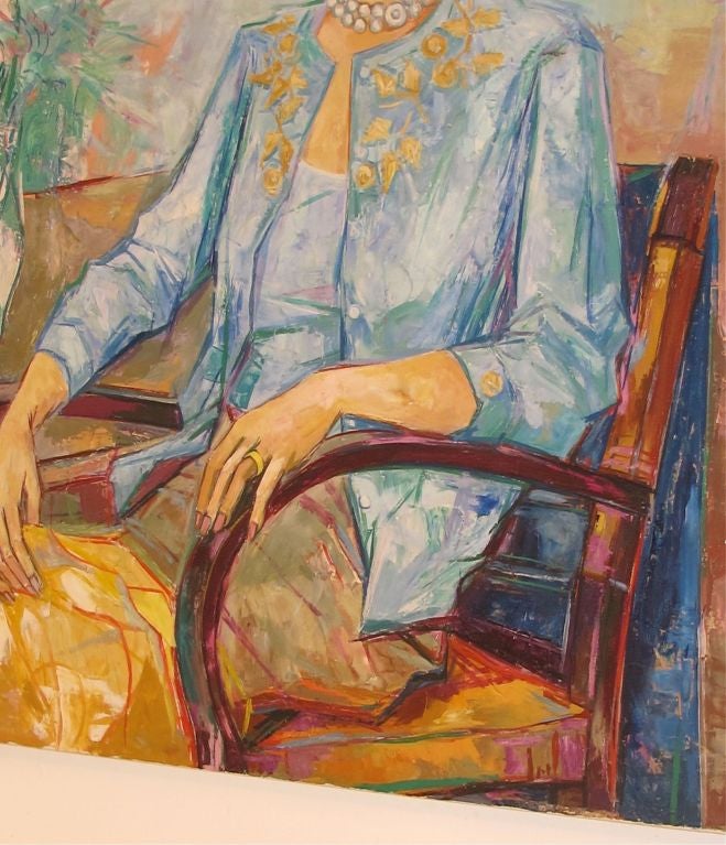 20th Century Large Portrait of a Seated Woman by Max Florian