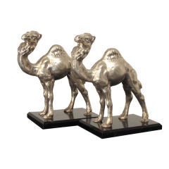 Vintage Pair of Unusual Nickel Silver Camel Bookends