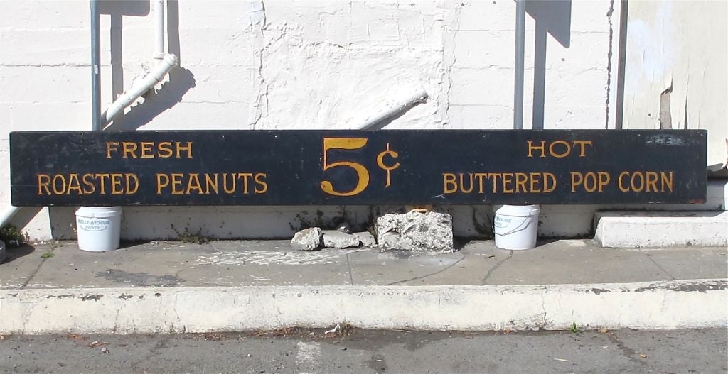Antique Folk Art Peanuts/Popcorn Sign