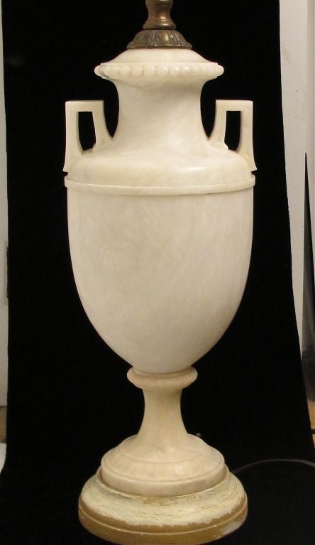 A very large and impressive alabaster urn shaped lamp. Newly re-wired. Europe, early to mid 20th century.