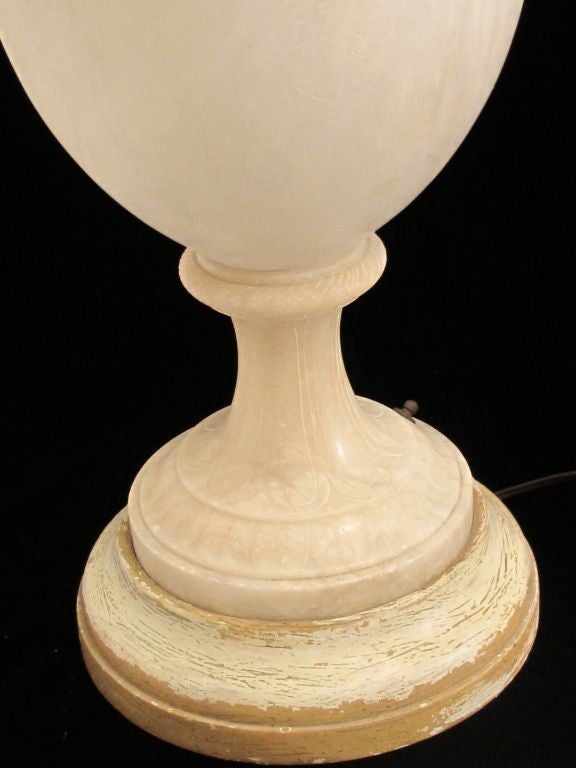 Carved Monumental Alabaster Urn Lamp For Sale