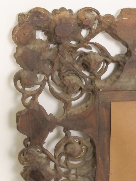 20th Century Elaborately Carved and Polychromed Italian Mirror