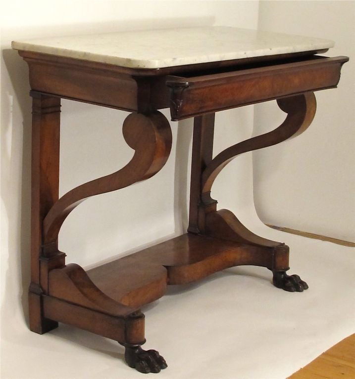 Empire Style Mahogany Claw Foot Console Table