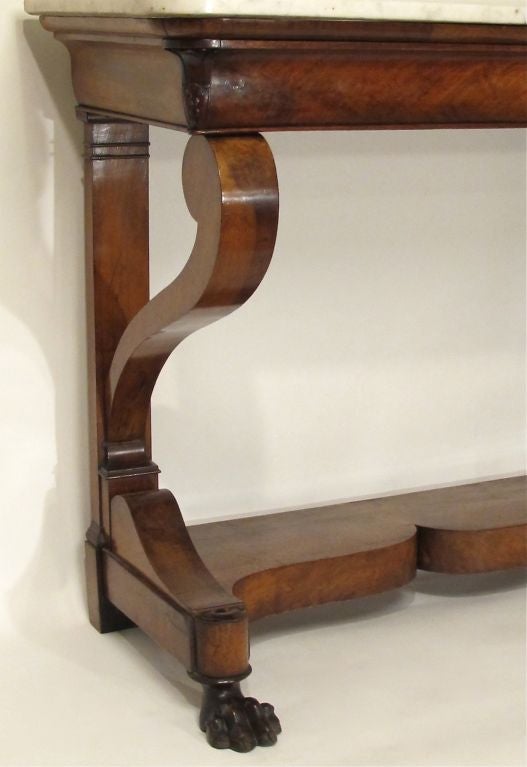 19th Century Empire Style Mahogany Claw Foot Console Table
