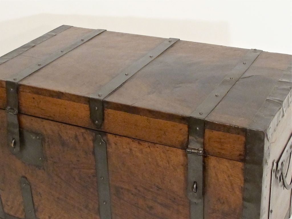 19thC Continental/European Walnut Trunk In Excellent Condition In San Francisco, CA