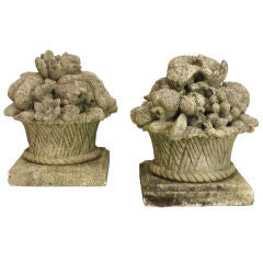 Pair of Limestone Garden Ornaments